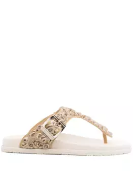 Босоножки с Т-образным ремешком и пряжкой Casadei, нейтральный