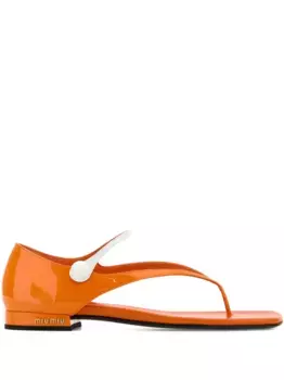 Босоножки с Т-образным ремешком MIU MIU, оранжевый