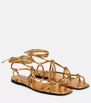 Босоножки с заклепками Rockstud Valentino Garavani, металлик