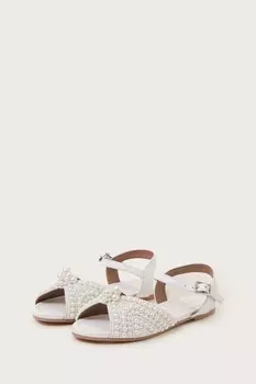 Босоножки с жемчужными ремешками Monsoon, бежевый