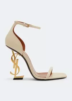 Босоножки SAINT LAURENT Opyum leather sandals, бежевый