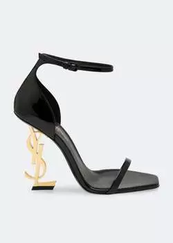 Босоножки SAINT LAURENT Opyum patent leather sandals, черный