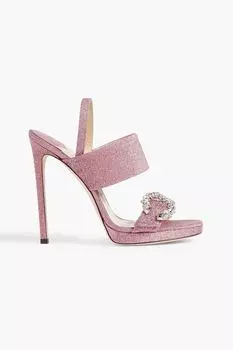 Босоножки Saphie с блестками из плетеной пятки JIMMY CHOO, розовый