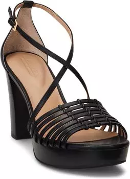 Босоножки Shelby Burnished Leather Platform Sandal LAUREN Ralph Lauren, черный