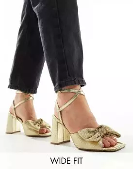 Босоножки широкого кроя на среднем каблуке с бантиком ASOS Wide Fit
