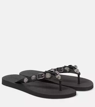 Босоножки-шлепанцы Cagole с декором Balenciaga, цвет black/silver