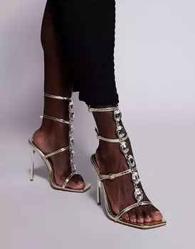 Босоножки Simmi London Leamy на каблуке с золотистыми пряжками