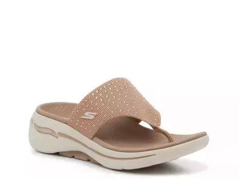 Босоножки Skechers GO WALK Arch Fit Glam на танкетке, серо-коричневый