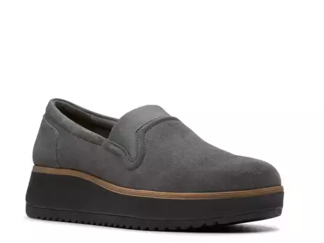 Босоножки-слипоны на платформе Clarks, Dark Grey Leather