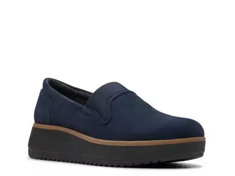 Босоножки-слипоны на платформе Clarks, Navy Suede