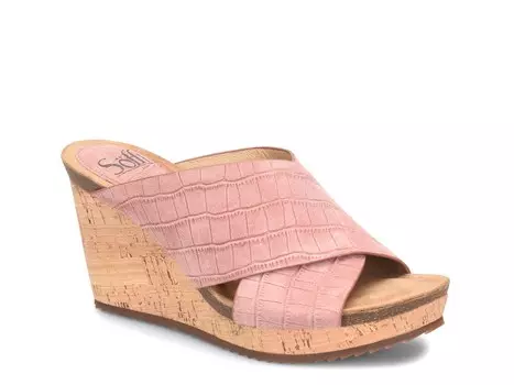 Босоножки Soft Ciera на танкетке мягкие, пыльный розовый