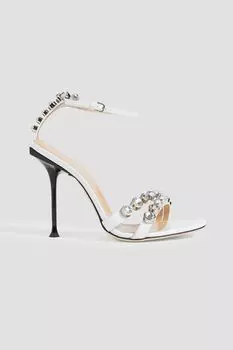 Босоножки Sr Milano 105 из кожи с кристаллами SERGIO ROSSI, белый
