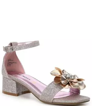 Босоножки Steve Madden для девочек J-Lessa из блестящей ткани с цветочным принтом (молодежная), розовый