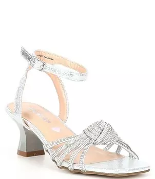 Босоножки Steve Madden для девочек J-Luccia со стразами и узлом каблука (молодежная), серебро
