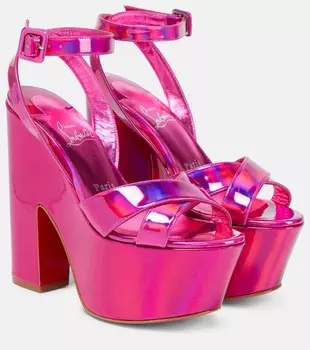 Босоножки Superyaz из лакированной кожи на платформе Christian Louboutin, розовый