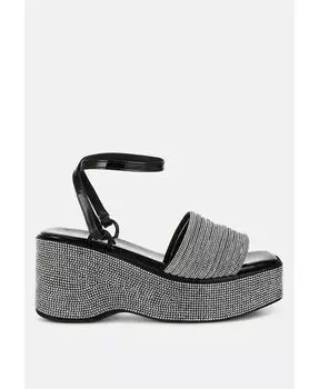 Босоножки Swifties со шнуровкой, украшенные стразами London Rag, черный