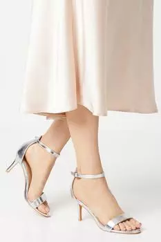 Босоножки Tasha на низком каблуке-шпильке Dorothy Perkins, серебро