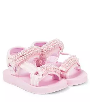 Босоножки Tecno с искусственным жемчугом Monnalisa, розовый