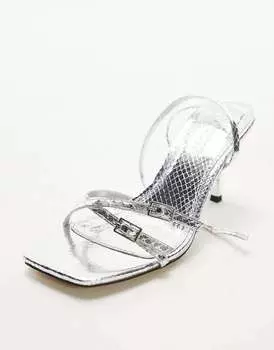 Босоножки Topshop Frankie на каблуке с ремешками и пряжкой в виде серебристой ящерицы