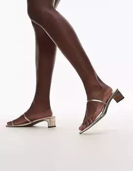 Босоножки Topshop Ivy на среднем каблуке в золотом цвете