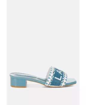 Босоножки Vacay Babe Lake Como на плоской подошве с бисером London Rag, синий