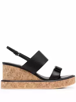 Босоножки Vara Bow на танкетке Ferragamo, черный