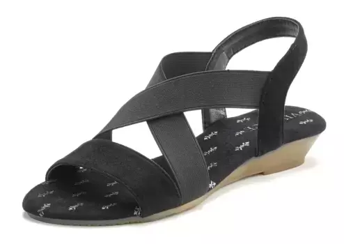 Босоножки Vivance "летняя туфелька, босоножки", босоножки, летние туфли на эластичных ремешках и танкетке VEGAN, черный