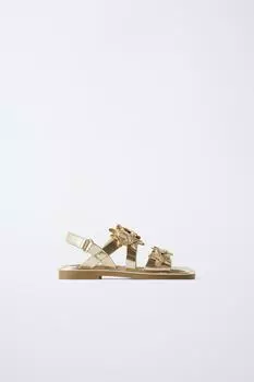 Босоножки в цветочек ZARA, золотой