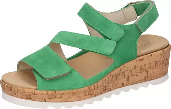 Босоножки Waldlufer на танкетке "H-Wiebke", летняя обувь, босоножки, танкетка, с застежками-липучками, ширина H, зеленый