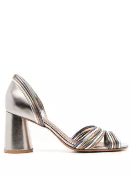 Босоножки Yoko 75 в полоску Sarah Chofakian, металлик