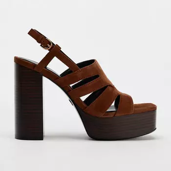 Босоножки Zara by Carlyne Cerf Suede Platform, коричневый
