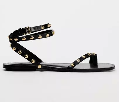 Босоножки Zara Embellished Flat Slider, черный