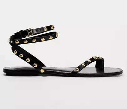 Босоножки Zara Embellished Flat Slider, черный