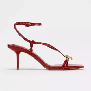 Босоножки Zara Heeled With Metal Detail, красный