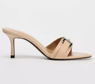 Босоножки Zara Leather High Heel With Buckle, бежевый