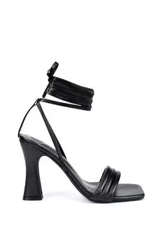 Босоножки Zeta на высоком каблуке среднего размера со шнуровкой и квадратным носком XY London, черный