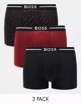 BOSS Bodywear – Bold – набор из 3 трусов разных цветов с принтом