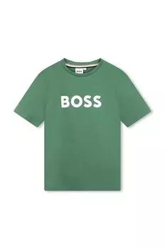 Boss Детская хлопковая футболка, зеленый