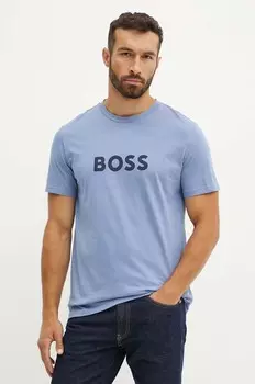 BOSS Хлопковая футболка, синий