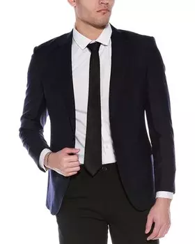 BOSS Hugo Boss приталенный пиджак из смесовой шерсти, синий