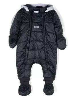 BOSS Kidswear дутый комбинезон с монограммой, синий