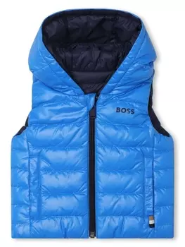 BOSS Kidswear двусторонний дутый жилет с капюшоном, синий