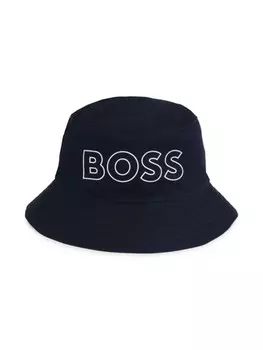 BOSS Kidswear двусторонняя шапка с логотипом, синий
