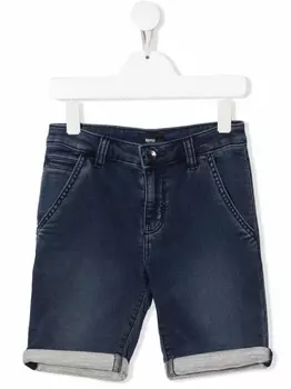 BOSS Kidswear джинсовые шорты с подвернутыми манжетами, синий