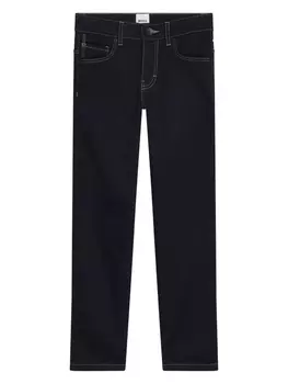 BOSS Kidswear джинсы с контрастной строчкой и нашивкой-логотипом, синий