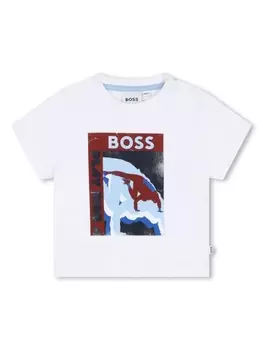BOSS Kidswear футболка с графичным принтом, белый