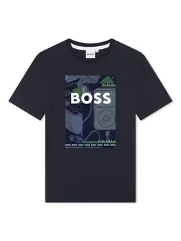 BOSS Kidswear футболка с графичным принтом, черный
