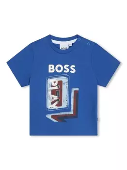 BOSS Kidswear футболка с графичным принтом, синий