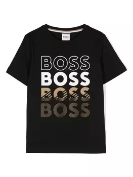 BOSS Kidswear футболка с логотипом, черный