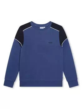 BOSS Kidswear футболка с логотипом и вставками, синий